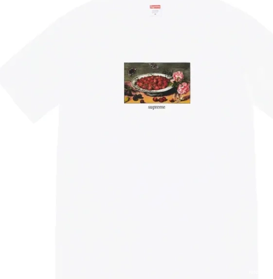 Black S and White Strawberries Painting T-shirt XL L Oil Tee sleeved M Short 23SS 0412